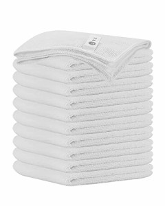 WEAWE マイクロファイバー クロス 雑巾 吸水 速乾 タオル 多機能 ぞうきん 10枚入 30.5×30.5cm ホワイト