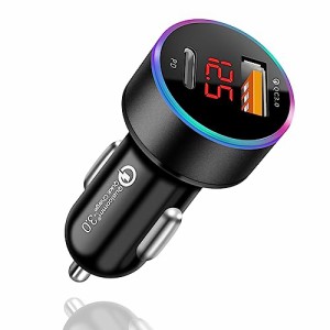 BELIYO for シガーソケット usb 車 電圧計 シガーソケット usb 充電器 車用QC3.0+PDポート車用 usb電源ポート 急速