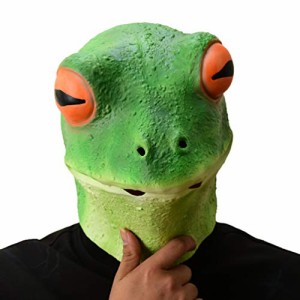 リアルマスク ラバーマスク かえる 蛙 グリーンカエル マスク パーティーマスク 仮装マスク 変装 お面 かぶりもの 仮装イベン アイテム 