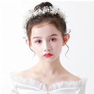 YFFSFDC 髪飾り カチューシャ フラワー ヘアバンド ヘッドドレス 女の子 花嫁 花冠 パール ウェディング パーティー 発表会 入学式