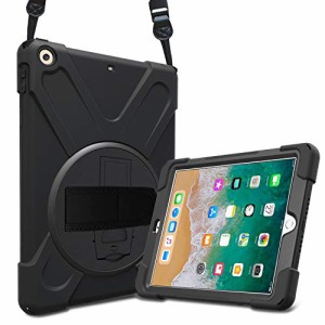 ProCase iPad 9.7旧型 保護ケース 耐衝撃 バンパーケース 360°回転 スタンド機能 調節可能なショルダーストラップ 適用機種：