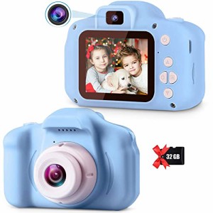 POSO キッズカメラ 子供用 デジタルカメラ 子どもトイカメラ 女の子 男の子 おもちゃ 1080P HD録画 32GB SDカード2.0イン