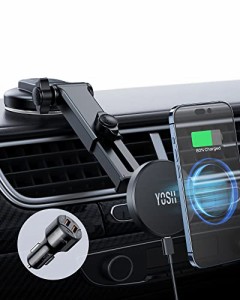 YOSH 2023 新モデル Mag-safe 車載ワイヤレス充電器 マグセーフ充電器 車載 ワイヤレス充電対応 車載 Mag-safe 充電器