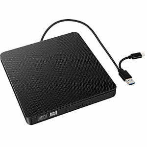 外付CD・DVDドライブ USB3.0/Type Cポート付き CD/DVD読込み 録画込み対応 CD/DVDプレーヤー 外付け光学ドライブ P