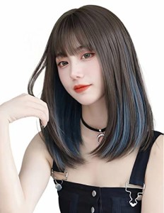 Limakaraウィッグ ミディアム ストレート インナーカラー 自然 カツラ フルウィッグ セミロング レイヤー レディース かつら ネット付