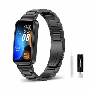 AiMaoo バンド Huawei Band 8 互換 バンド 金属ベルト ビジネス風 ステンレス おしゃれ 調整工具付き Huawei Ban