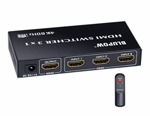 BLUPOW HDMI切替器 3入力1出力 4K 60Hz HDR 3D HDMI2.0 HDCP2.2対応 hdmiセレクター hdmiスイッ