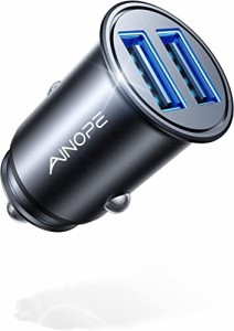 AINOPE シガーソケット usb全金属/軽量カーチャージャー 車 充電器 USB 2ポート 4.8A 24W 12V/