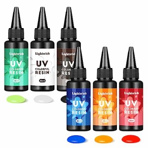 LIGHTWISH カラーレジン液 UV-LED対応 50ml*6色 大容量 カラーUVレジン 光沢 急速硬化 ほぼ無臭 手芸 DIY用