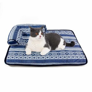 Peto-Raifu ペットマット 猫 犬用 枕付きマット 接触冷感 ペットベッド ペットシーツ ペット敷きパッド ペットごろ寝マット ソフトク