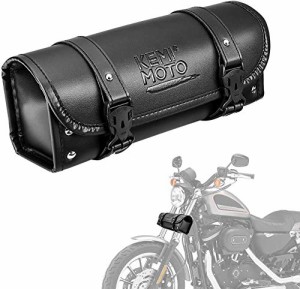 kemimoto バイク ツールバッグ 汎用 3L フロントバッグ 工具入れ 小物入れ バイク用バッグ ツールポーチ ブラック レザー