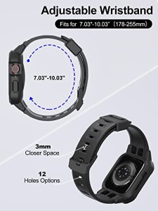 LVFAN コンパチブル Apple Watch バンド 42mm 44mm 45mm 一体型 ケース付き アップルウォッチ用 バンド スポーツ