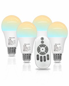 ORALUCE LED電球 E26口金 60W相当 リモコン付き 調光電球 9W 810LM 昼光色 昼白色 電球色 遠隔操作 常夜灯 広配光