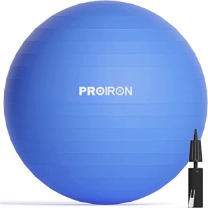 PROIRON バランスボール 55cm ブルー ハンドポンプ付き