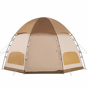 Naturehike テント 4人〜5人用 簡易テント 二重層 キャンプテント折りたたみ キャンプ アウトドア 設営簡単 前室付き カーキ