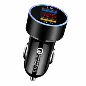 BELIYO for シガーソケット usb 車 電圧計 シガーソケット usb 充電器 車用QC3.0ポート車用 usb電源ポート 急速充電