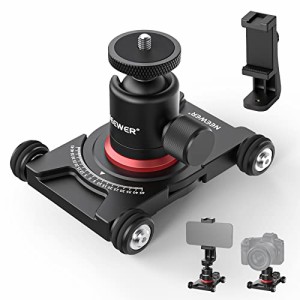 NEEWER カメラスライダードリー ボールヘッド&スマホクランプ付き 4輪卓上ドリー 手動スケーター 360°パノラマ DSLRカメラ ビデオ