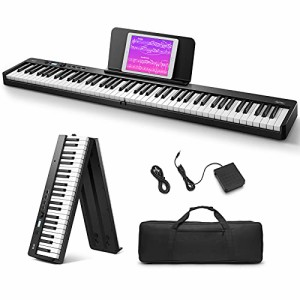 Eastar 電子ピアノ 88鍵盤 キーボード 折り畳み式 軽量 ワイヤレスMIDI機能 タッチレスポンス機能 ペダル&ソフトケース付き DEP