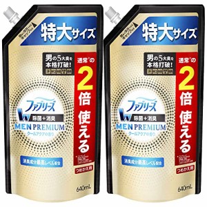 まとめ買い ファブリーズ W除菌+消臭スプレー 布用 MEN PREMIUM クールアクア 詰め替え 特大 640mL ×2個