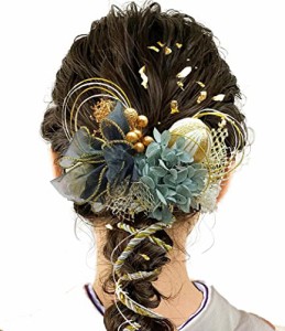 JZOON 髪飾り 6色展開 ドライフラワー 髪飾り 組紐 赤 ヘアアクセサリー 成人式 水引 ヘッドパーツ アジサイ 振袖 着物 卒業式 七五