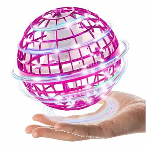 AOMEVOLEOフライングライトボール  飛行ボール ジャイロ UFO ドローンおもちゃ 360°回転 LED付き 子供のプレゼント パープル