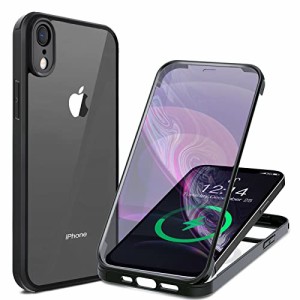 HAUTRKBG iPhone XR 用ケース 全面保護 両面強化ガラス 高タッチパネル感度フルカバー ワイヤレス充電対応 米軍MIL規格取得