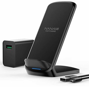 NANAMI ワイヤレス急速充電器 QC3.0 急速充電器付き USB Type-C端子 置くだけ充電器 セット Qi/PSE認証済み iPho