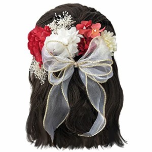 JZOON 9色展開 リボン 髪飾り ドライフラワー ダリア 造花飾り 和玉 赤 ヘアアクセサリー 成人式 水引 振袖 着物 卒業式 七五三 浴