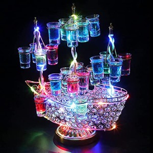 Absdefen テキーラ 幻の船 酒器 船型酒棚 雰囲気作り 12カップ LED酒グラス棚  酒カップホルダー / グラス別売り
