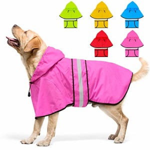 Dolitego 犬用レインコート- 防水調節可能な反射型犬用レインコートジャケット 小型犬中型犬大型犬 軽量 通気性 ポンチョスリッカー L
