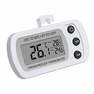 冷蔵庫用温度計 小型 デジタル温度計 電子温度計 防水 軽量 最高/最低温度値目に見える 適用温度範囲-20℃-50℃ 冷蔵庫 冷凍庫 キッチン