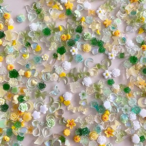 DUOLEIMI ネイルパーツ 花 蝶々 種類豊富 100pcs リボン アクセサリーパーツ 春ネイル ネイルアート パーツ 立体 レジン用 D