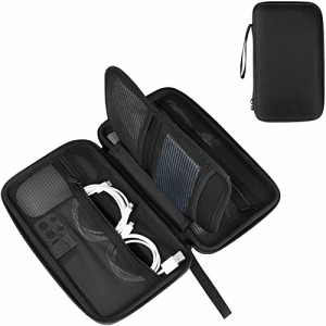 ProCase ガジェットポーチ、耐衝撃EVA材 PC周辺機器収納バッグ 小物入れ・アクセサリー管理、トラベルケース 手首付き ? ブラック