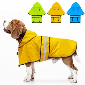 Dolitego 犬用レインコート- 防水調節可能な反射型犬用レインコートジャケット 小型犬中型犬大型犬 軽量 通気性 ポンチョスリッカー M