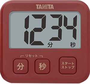 タニタ キッチン タイマー マグネット付き 大画面 薄型 レッド TD-408 RD