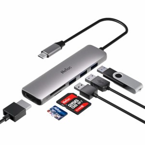 Netac USBハブ 6-in-1 Type C アダプタ USB 3.0 x 3 TF/SD カードスロット HDMI 4K 30Hz を備