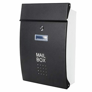 Jssmstジェスマット メールボックス 郵便受け ポスト 北欧風 壁掛け キーロック式 大容量 玄関 HPB005-黒 ブラック