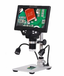 KKYOYRE デジタル顕微鏡 マイクロスコープ USB電子顕微鏡 G1200 1-1200X 7インチ LCD 12MP 1080P アルミニ