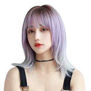 FESHFEN ウィッグ セミロング ミディアム ストレート かつら 女性 フルウィッグ 女装 うぃっぐ レディース wig ストレート ロリー