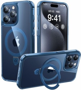 CASEKOO iPhone 15 Pro Max 用 ケース クリア 黄変防止 Magsafe対応 耐衝撃 MIL規格 滑り止め リング付き