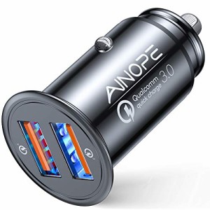 AINOPE シガーソケット usb デュアルQC3.0ポート 36W/6A 超小型 カーチャージャー すべての金属 しがーソケット 高速車の充
