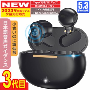 ワイヤレスイヤホン 二代目 Bluetooth5.3 日本語音声ガイド FIPRIN 7270 コンパクト 高音質 重低音 防水 スポーツ iPhone 15 Android ブ