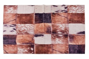 ラグ　W130×D180 マット カーペット 敷物 絨毯 ハラコ風 パッチワーク ラグジュアリー 毛皮風 