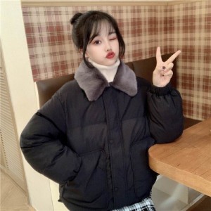 アウター シャンパー 上着 ダウン風コート レディース ファッション 韓国 オルチャン 襟付き かわいい 大人可愛い きれいめ シンプル カ