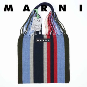 マルニフラワーカフェ ハンモックバッグ ストライプ スモークブルー MARNI FLOWER CAFE トートバッグ マルニマーケット Marni Market