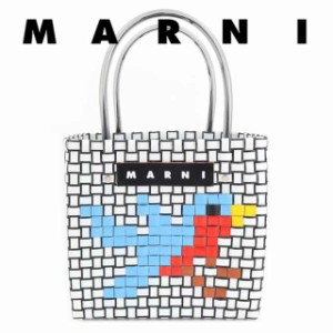 マルニフラワーカフェ バッグ ピクニックバッグ アニマルトート ブルーバード 鳥 動物 かごバッグ ストローバッグ Marni Market ホワイト