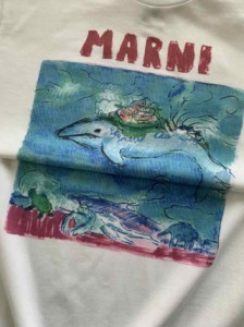 marni2023新作アンダーウォーターワールドプリントレディース半袖tシャツ