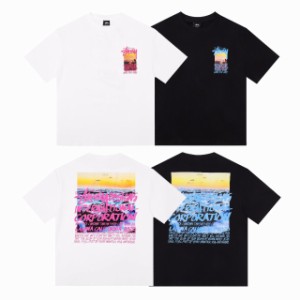 2023夏新作Stussyステューシー小人柄ロゴレタープリントカジュアルカップルルルーズ半袖Tシャツ並行輸入品