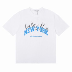 Alexander Wang Aw 胸元 New York 文字プリント半袖 T シャツ並行輸入品