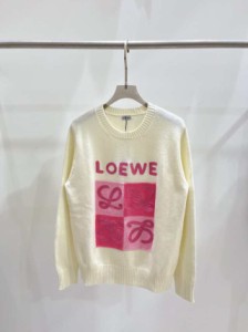 LOEWE ロエベ 初秋新作ラウンドネックロゴ刺繍ニット長袖